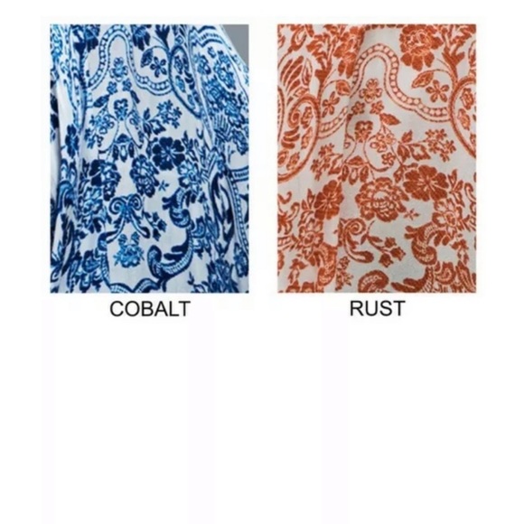 SOLD OUT Rust Damask Floral Print Sheer Kimono Coverup Wrap - Picture 4 of 4
